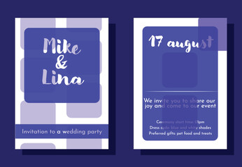 Wedding invitation template design.Hometric shapes and interesting invitation template design. Bright wedding template with different elements