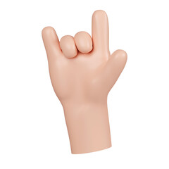 3d hand hand gesture love finger. icon isolated on pink background. 3d rendering illustration. Clipping path.