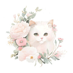 cat watercolor illustration - 619745012