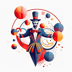 circus clown juggler logo magician - by generative ai - obrazy, fototapety, plakaty