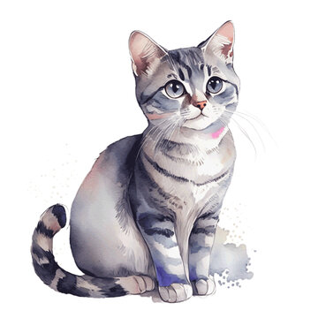 cat watercolor illustration