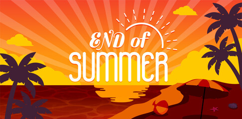 End of summer  vector banner illustration