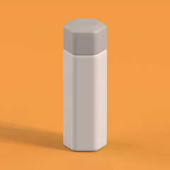 Monochrome Bottle on Orange Background, 3d Rendering
