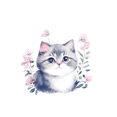 cat watercolor illustration - 619746085