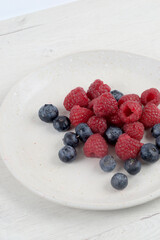 White plate with red fruit