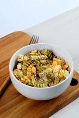 Bowl with colored spiral paste