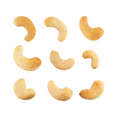 Dried cashew nuts. Macro shot. Raw snack. Pile cashew nuts without shell. Whole nut kernels	
