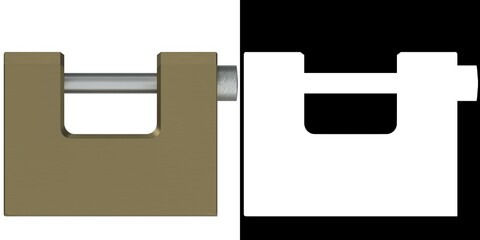 3D rendering illustration of a rectangular padlock