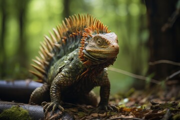 Fototapeta premium Close-Up of Dimetrodon, Natural light, Generative AI