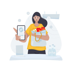 Online shopping payment transaction successfully flat illustration