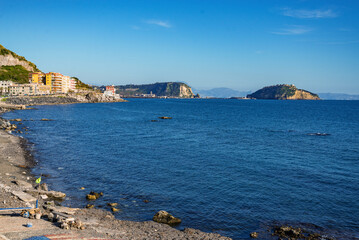 Bay of Pozzuoli and the Nisida Island viewed from the seafront - obrazy, fototapety, plakaty