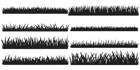 Grass silhouettes collection. A set of silhouette Grass vector illustration