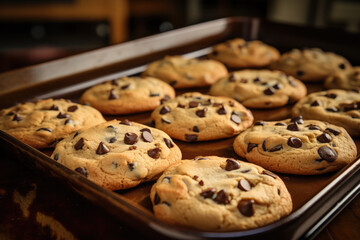 Chocolate chip cookies in the oven - AI Generated