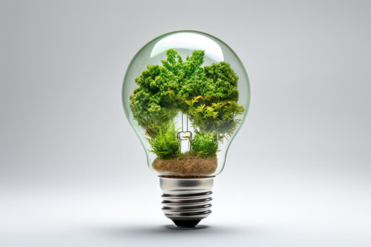 Light bulb with growing plant. Ecological and sustainable environment - AI Generated