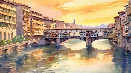 Tableau sur plexiglas Aquarelle gratte-ciel light watercolors cities and monuments  © Ramon Grosso