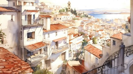 Fototapeta premium light watercolors cities and monuments