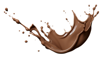 Isolated chocolate milk splash, isolated on transparent background cutout, png