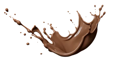 Foto op Plexiglas Isolated chocolate milk splash, isolated on transparent background cutout, png © Michael