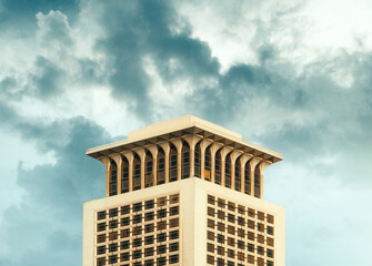 Egypt, Cairo - View of Nile River and Modern Skyscrapers, Buildings in Downtown Cairo, Sunset View.