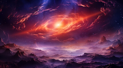 Fototapeta na wymiar Cosmic Energy Unleashed: Spectacular Space Scene with Swirling Galaxies