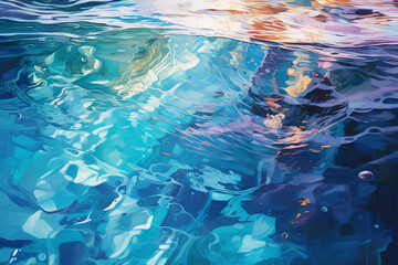 ripples on the water's surface, mix of cool colors to evoke the sensation of being near a fishing spot. Generative AI