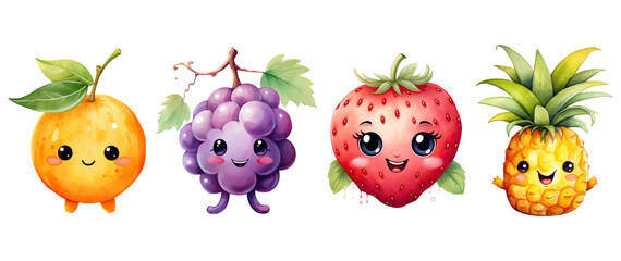 Cute fruit collection. Generative AI