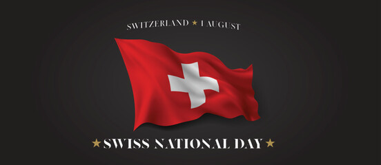 Switzerland national day vector banner, greeting card