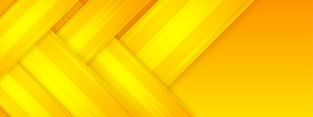 Yellow color geomeric pattern on banner with shadow. Abstract color geometric background with copy space.