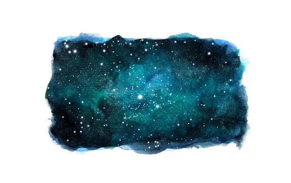 Watercolor painting of Night sky with stars.