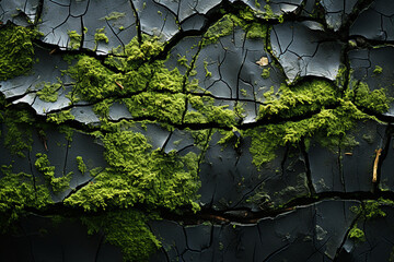 Texture of tree bark with moss, macro, image should convey resilience Wallpaper Generative AI