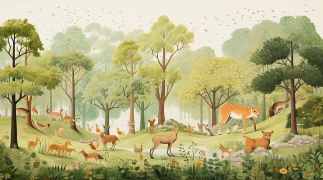 Childbook illustration forest animals