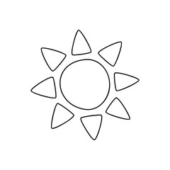 Hand drawn linear vector illustration of sun