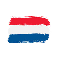 Netherlands colorful brush strokes painted national country flag icon.
