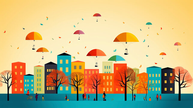 Childbook illustration parc in the city
