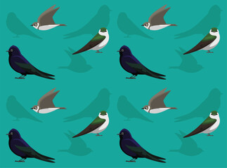 Bird Swallow Martin Cute Cartoon Seamless Wallpaper Background