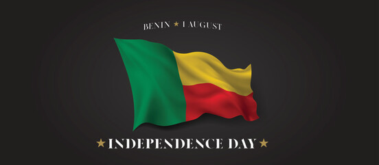 Fototapeta premium Benin independence day vector banner, greeting card.