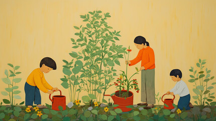 Childbook illustration gardening