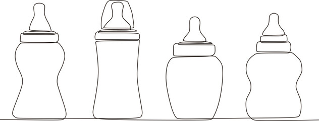 line drawing vector. Continuous baby pacifier cup