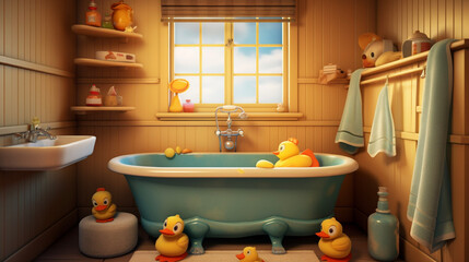 Childbook illustration bathtime