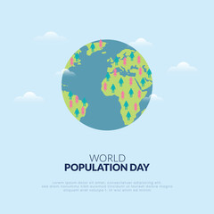 World Population Day 11th july , earth map population post, banner, Design social media template design