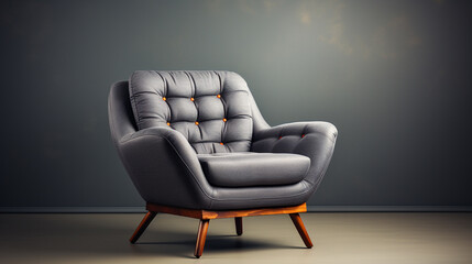 Gray modern chair on gray background. Generative Ai