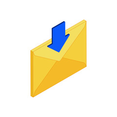 Inbox message isometric icon editable stroke