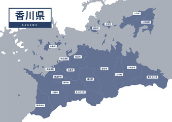 地図（地名入り）-香川県