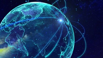 Earth internet technology light radiation covering the whole world - Powered by Adobe