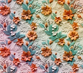 Wandaufkleber 3D Flower Seamless Pattern © imane