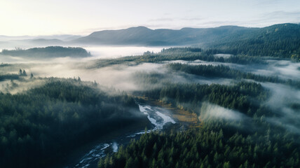 Sunset drone photo from DJI Mini Pro 3 , taken in Willamette National Forest Oregon 