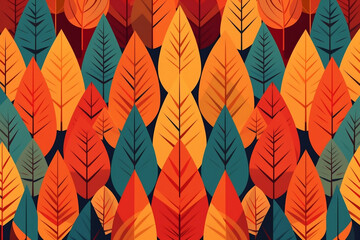 Harmony of Fall: Colorful Leaves in a Seamless Autumn Pattern