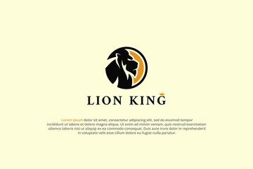 logo lion silhouette circle head sunset king crown animal