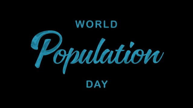 World Population Day Animation in Glass Texture. Great for Population Day Celebrations, lettering with alpha or transparent background, for banner, social media feed wallpaper stories