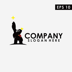 King Of Gorilla Logo Design Vector Template. Modern Design. Flat Logo. Gorilla Icon. Vector Illustration